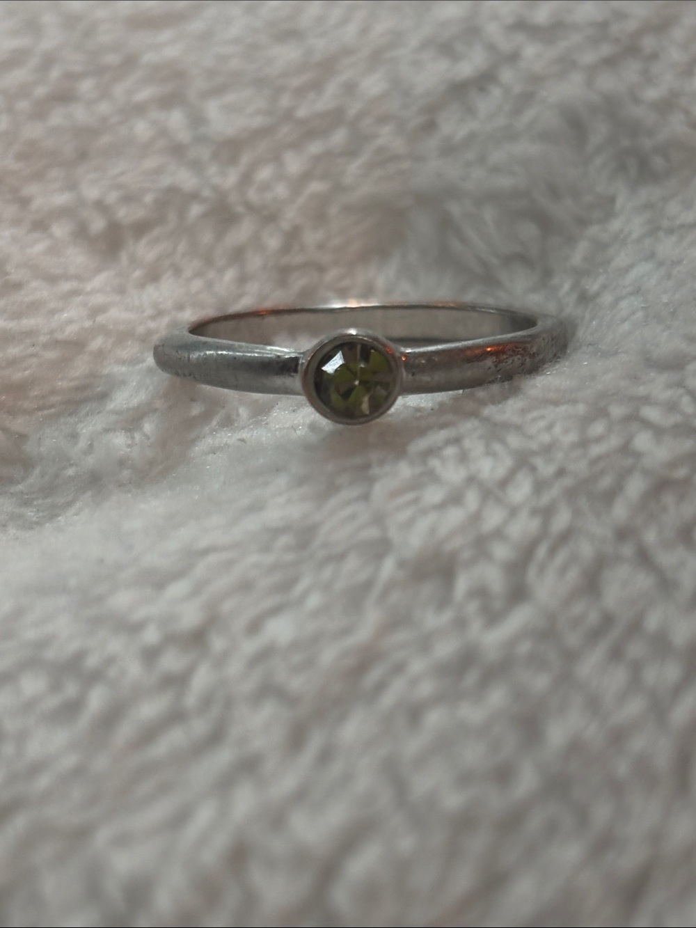 Sterling Silver Green Gemstone Bezel Ring